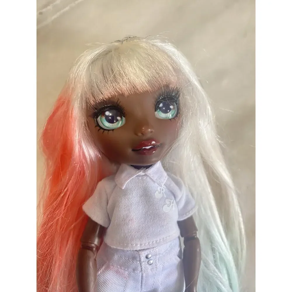 rainbow high watercolor and create doll white clothes multicolor hair